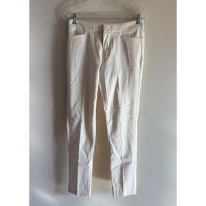 Crosby Beck Jacquard Pants Cream Off White Textured Honeycomb Size 2